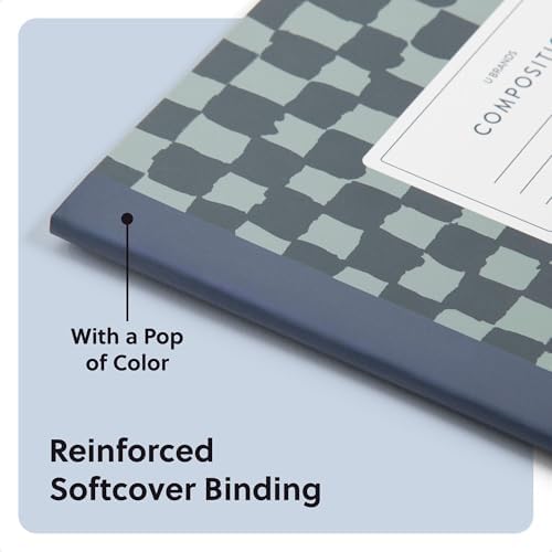 U Brands Composition Notebook, Checkered, College Ruled, 80 Perforated Sheets, 9.8 x 7.5 Inches, Reinforced Softcover Binding