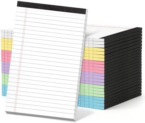 24PCS Note Pads 5x8 Small Legal Pads 720 Sheets, Perforated Small Notebook Notepad 5 x 8 ,College Ruled Lined Paper Pads 80GSM, Mini Writing Pads Memo for Work School &Office Supplies 24pcs Multicolor