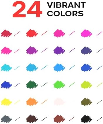 24 Watercolor Markers Set | Water Color Pens with Brush & Fineliner, Water-Based Art Markers | Dual Tip Markers for Adult Coloring, Lettering, Calligraphy, Sketching, Journaling & Illustration