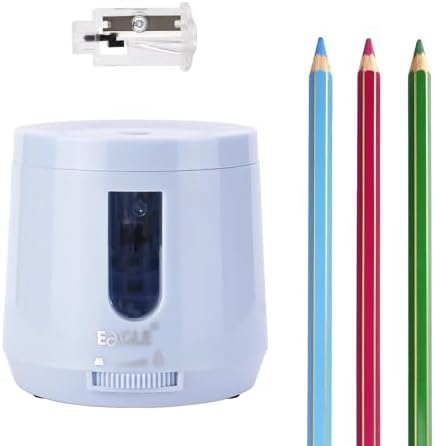 Eagle Pencil Sharpener-Battery/USB Operated, Electric Sharpener with High Capacity, Auto Stop Function, Adjustable Pencil Points-Perfect for Standard Pencils(Blue)