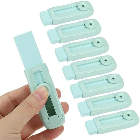 M&G 8 Pack Erasers, Green Sliding Retractable Eraser Push Pull Cute Pencil Erasers Soft Large Easy to Clean with Plastic Sleeve for Sketching Drawing Artists Teacher Pencils, Green