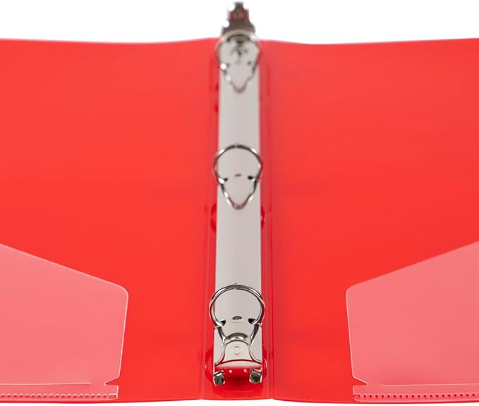 JAM PAPER Plastic 0.5 inch Binder - Red 3 Ring Binder - Sold Individually
