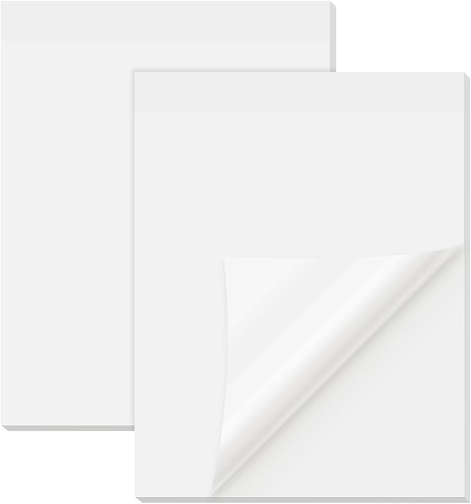 EUSOAR Clear Sticky Notes, 100 Sheets 8.5x11 Inch Translucent Planner Markers Big Sticky Notes for Annotation, Self-Stick Tabs for Books Memo Reminder Note Function for School Office Journaling