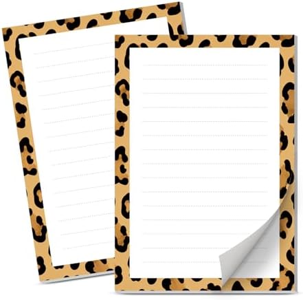 Lined Sticky Notes 4x6 in, 2 Pack Large Cute Notepads with Lines Self-Stick Note Pad, Funny Memo Pads Strong Adhesive for Office, Home Brown Luxury Leopard