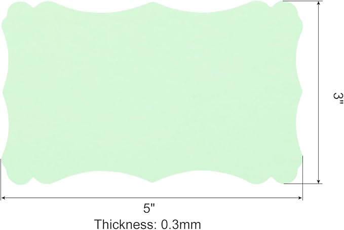PATIKIL 3"x5" Blank Paper Business Cards, 50 Pack Small Index Flash Cards Words Message Note Card Mini Paper Tags Lace for DIY Gift, Light Green