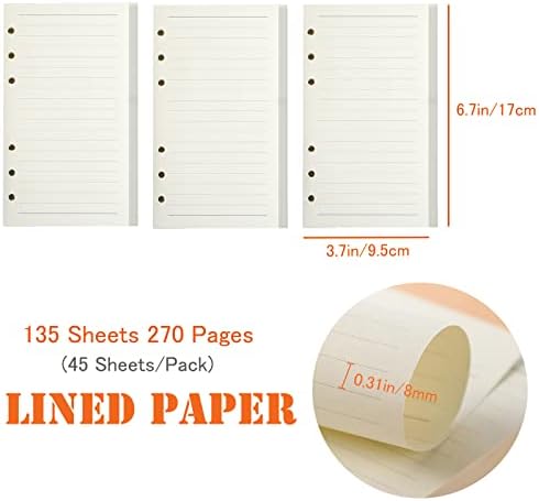DY.2ten A6-135 Sheets (270 Pages) Graphic Paper Refills + 2 Zipper Pockets + 5 Dividers + Note Tabs + Ruler