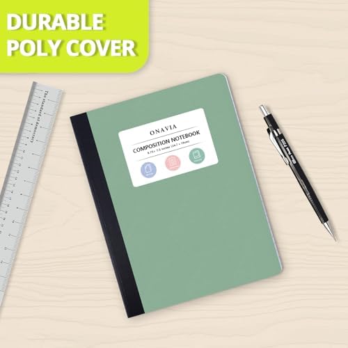 ONAVIA Plastic Composition Notebook College Ruled Bulk, 160 Pages, Assorted