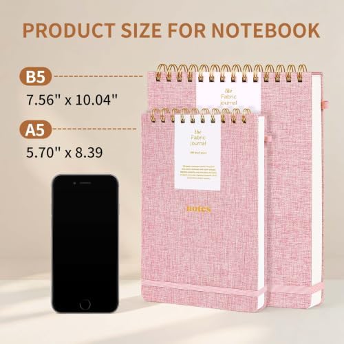 B5 Top Spiral Notebook, Fabric Hardcover Steno Pads