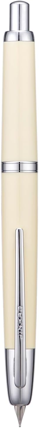 Jinhao 20 Press Fountain Pen, Ivory White Retractable Extra Fine Nib with Ink Converter Set (Silver Clip)