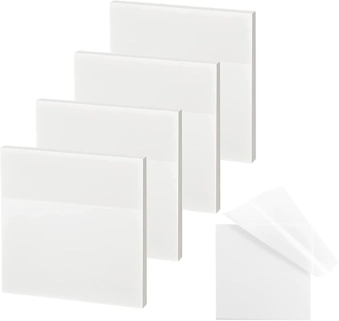 Transparent Sticky Notes - 3x3 inch Clear Sticky Notes Waterproof Self-Adhesive Translucent Sticky Note Pads for Books Annotation, See Through Sticky Note (200 Sheets)