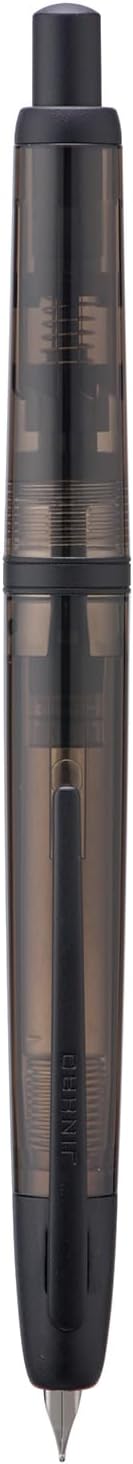 Jinhao 20 Press Fountain Pen, Transparent Black Retractable Extra Fine Nib with Ink Converter Set (Black Clip)