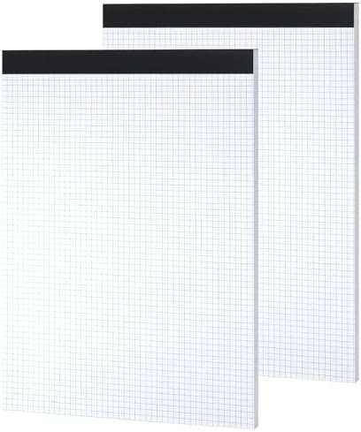 Thboxes Graph Paper Pad 2 Pack, 11.6 x 8.5 In, 4x4 Grid, 30 Sheets