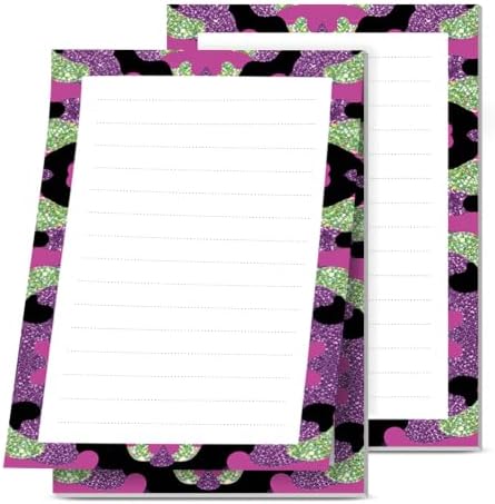 Lined Sticky Notes 4x6 in, 2 Pack Large Cute Notepads with Lines, Bright Post Memo Note Pads Big Rectangular Sticky Notes for Office Purple Glitter Leopard