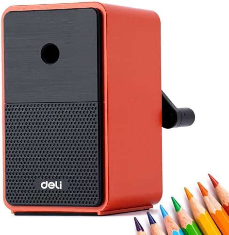Deli Manual Pencil Sharpener, Deep Red