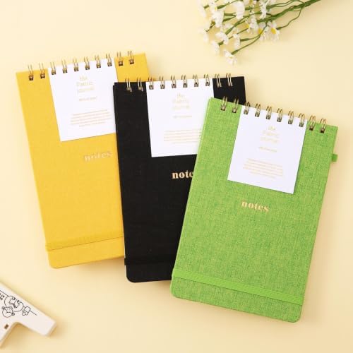 TSFPapier A5 Top Spiral Notebook, Fabric Hardcover College Ruled Journal
