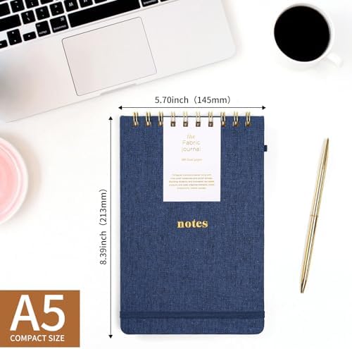 A5 Lined Journal Notebook, Fabric Hardcover, 3 Pack