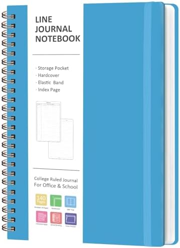 A5 Lined Spiral Journal Notebook, 146 Pages Hardcover Notebook with 100 GSM Thick Paper, Inner Pocket & Elastic Closure, 5.7" x 7.9", Notebooks for Work, School, College, Office, Journaling & Note Taking