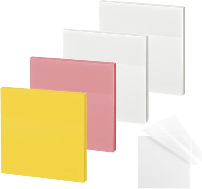 ENLUOM Transparent Sticky Notes - 3 x 3 Inch Translucent Colorful Sticky Note, Pastel Clear Sticky Notes for Books Annotation,See Through Sticky Note (200 Sheets)