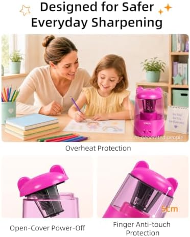 ZMOL Rechargeable Electric Pencil Sharpener for Colored Pencils Pink