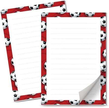 Lined Sticky Notes 4x6 in, 2 Pack Large Cute Notepads with Lines Self-Stick Note Pad, Funny Memo Pads Strong Adhesive for Office, Home Red Cute Soccer