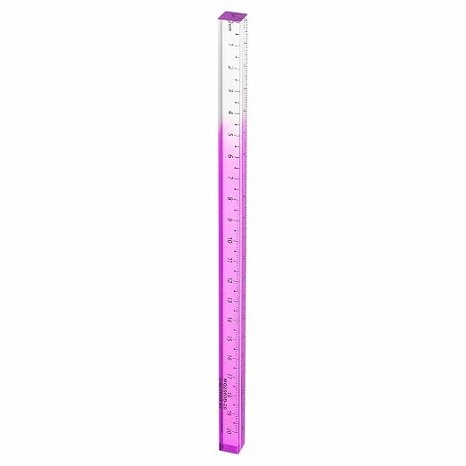 HARFINGTON Acrylic Clear Straight Rulers 20cm Metric Transparent Gradient Three-Dimensional Plastic Ruler Square Cube Measuring Tool for Classroom Office, Purple