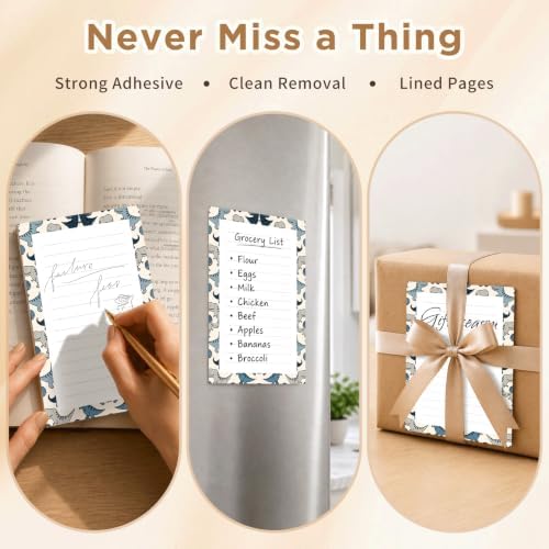 Lined Sticky Notes 4x6 in, 2 Pack Large Cute Notepads with Lines, Bright Post Memo Note Pads Big Rectangular Sticky Notes for Office Cute Funny Dinosaur