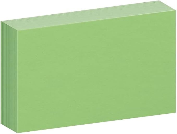 Oxford Blank Color Index Cards, 3" x 5", Green, 100 Per Pack (7320 GRE)