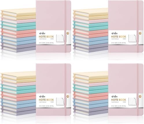 ViVin 48 Pack A5 Hardcover Lined Notebook,192 pg College Ruled 5.5x8.3