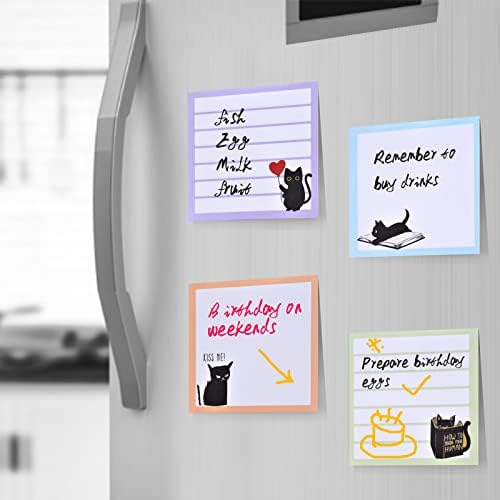 Sticky Notes 3x3 Cute Self-Stick Notes,6 Pack Funny Black Cat Notepad for Cat Lover Gift, Cute Cat Office Supplies, Easy Post Sticky Notes 480 Sheet Total