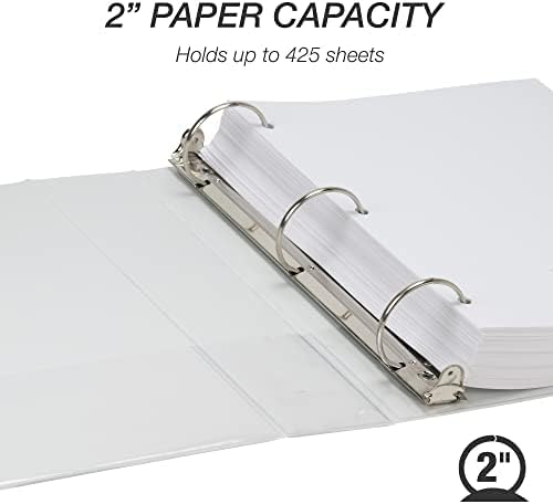 Samsill 2 Inch 3 Ring Binders, Economy Round Ring, Clear View Cover, 425 Sheet Capacity - for School, Home, Office - White, 4 Pack