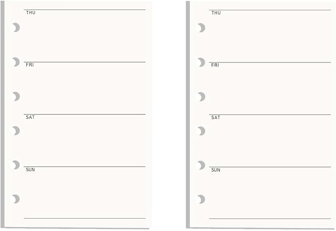 NatSumeBasics A7 Refills Paper 3" x 5" Undated Weekly Binder Planner Inserts 90 Sheets 6 Holes Pocket Notebook Papers for Personal Travel Journal Diary (2 A7 Weekly)
