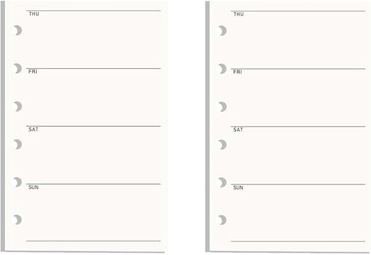 NatSumeBasics A7 Refills Paper 3" x 5" Undated Weekly Binder Planner Inserts 90 Sheets 6 Holes Pocket Notebook Papers for Personal Travel Journal Diary (2 A7 Weekly)