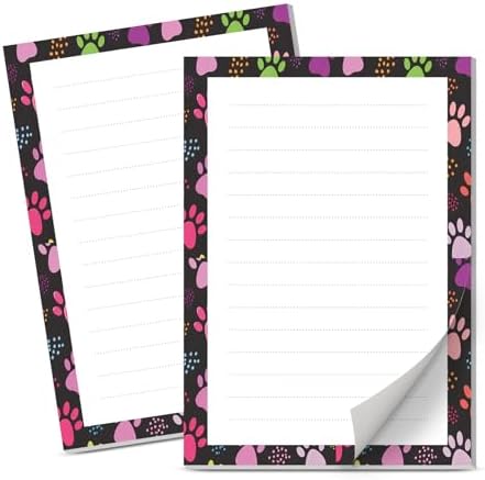 Lined Sticky Notes 4x6 in, 2 Pack Large Cute Notepads with Lines Self-Stick Note Pad, Funny Memo Pads Strong Adhesive for Office, Home Cute Dog Paws