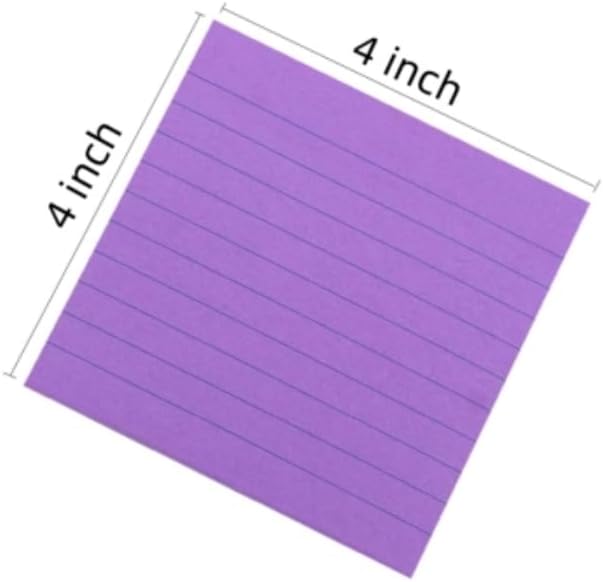 Early Buy Lined Sticky Notes 4x4 in, 6 Bright Colors, 6 Pads, 60 Sheets/Pad