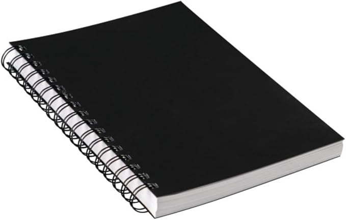 UCREATE Poly Cover Sketch Book, Heavyweight, 70 lb., Side Spiral Bound, 6" x 9", Black, 75 Sheets/Sketch Book, Case of 12, 900 Sheets Total