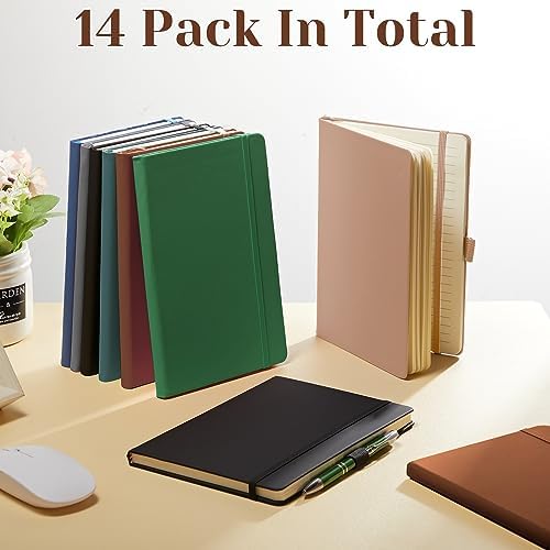 Laumoi 14 Pack Hardcover Lined Journal Notebooks Bulk,Deep Color,A5