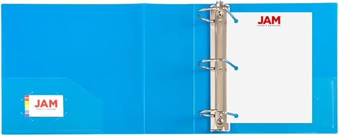 JAM PAPER Plastic 4 inch Binder - Blue 3 Ring Binder - Sold Individually