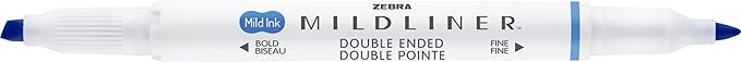 Zebra Pen Mildliner Dual-Tip Highlighters, Broad and Fine Tips, Ideal for Bible Highlighting, No Bleed, School Supplies, Teacher Supplies, and Office Supplies, Dark Blue Ink, 12-Pack (78320UPC)