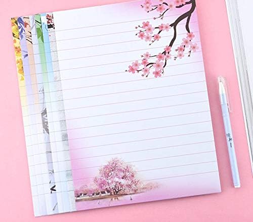 40 Lined Writing Stationery Paper Vintage Retro Design Letter Set, 8 Different Style
