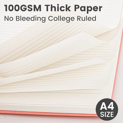 Spiral Notebook - 8.5 x 10.98 Inch Large Hard Cover Notebook with Elastic Band & Pocket, 180 Pages, Lay Flat Wirebound Journal for Work, School, Planning & Note Taking Black