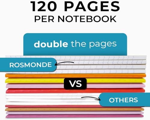 Rosmonde 50 Pack A5 Kraft Notebook, Wide Ruled, Bulk Journal Notebook A5