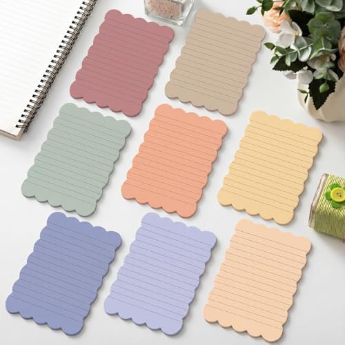 Eaasty 8 Pack Scalloped Sticky Notes Lined 4" X 6" Morandii Memo Pads