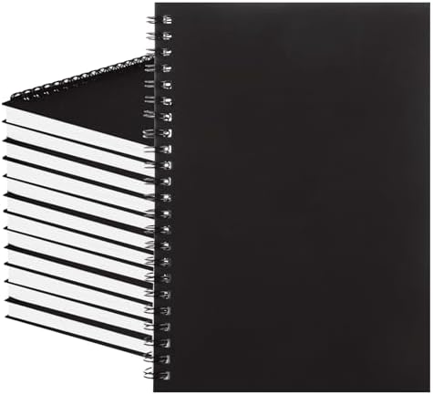 MIVIDE 24 Pack Black A5 Spiral Notebook, 8.2 x 5.7 Inch 60 Pages Hardcover Spiral Lined Notebook Journal, Lined Travel Bulk Writing Paper Notebook for School Business Office Supplies
