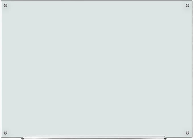 Amazon Basics Glass Dry-Erase Board, Magnetic Frameless Whiteboard, Easy to Install, with Eraser, 48" x 36"