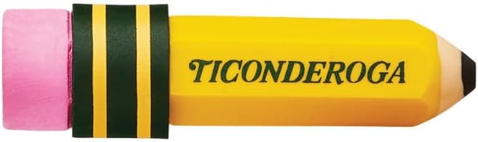 Ticonderoga Pencil Shaped Erasers (38953), 0.75" x 2.875", Yellow, 3/Pack, Class Set of 12 Packs, 36 Erasers Total