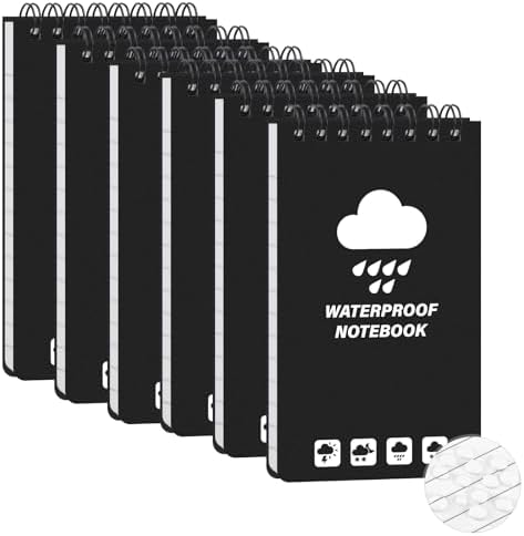Thboxes 6 Pack Waterproof Pocket Notebooks, 5 x 3 Inch, Top Spiral Pads Set
