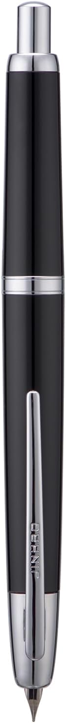 Jinhao 20 Press Fountain Pen, Piano Black Retractable Medium Nib with Ink Converter Set (Silver Clip)