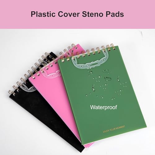 3 Pack Steno Pads Spiral 6 x 9 Inch,Top Bound Spiral Notebook College Ruled