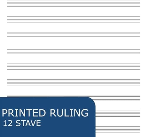 Roaring Spring Loose Leaf Music Filler Paper, 20 Sheets 8.5"x11" with 12 Staves of Music Lines, Heavyweight 24# Smooth White Paper, 3 Hole Punched (Pack of 1)
