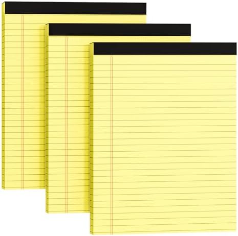 Legal Pads 8.5 x 11, 3 Pack Yellow Wide Ruled Legal Note Pads 8.5 x 11 Pads